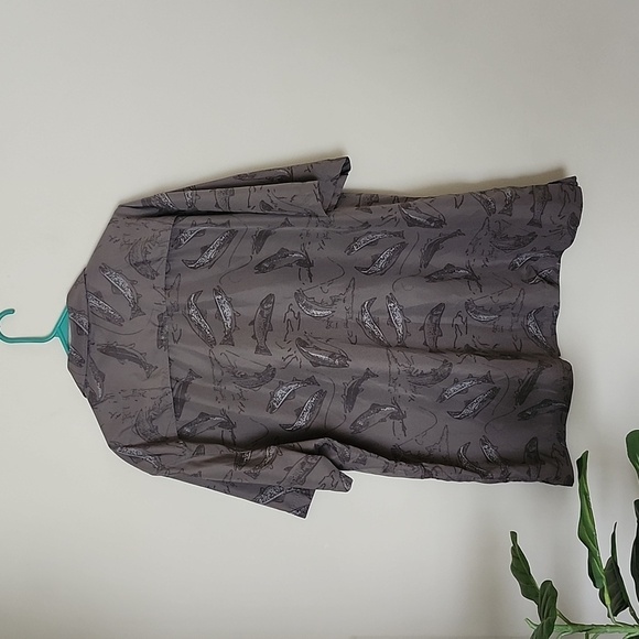 Croft and barrow fish print short sleeve casual button down shirt men's XXL - Picture 9 of 9